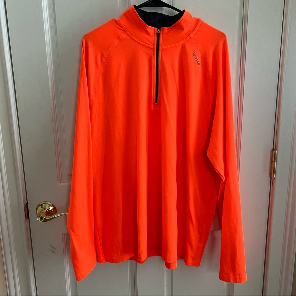 Mens REEBOK Bright Orange 1/4 Zip Pullover Size XL